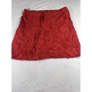 Max Studio Skirt Womens Small Red Embroidered Mini Lined Drawstring Casual